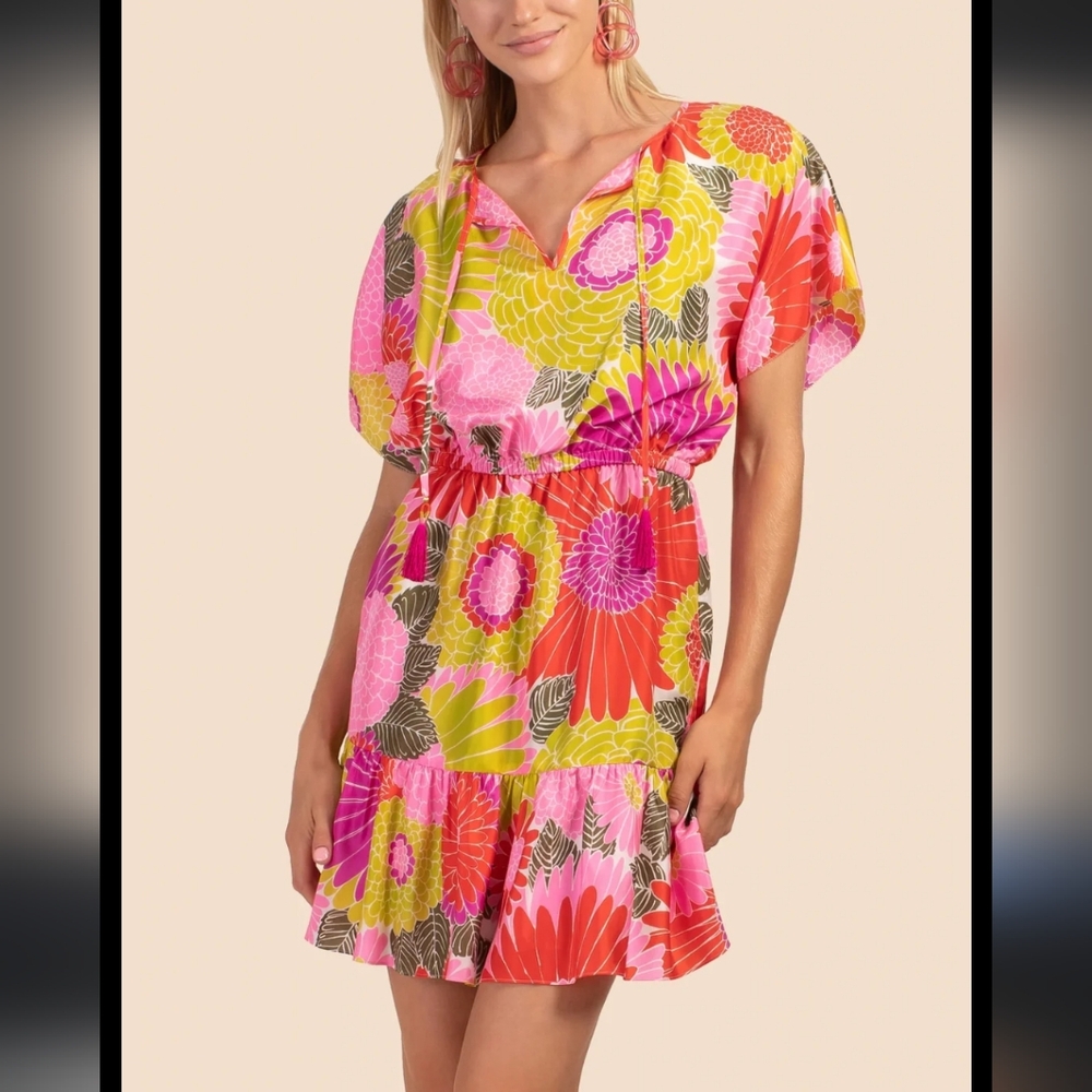 Trina Turk MAHALO Dress Sz Large NWT 100% Silk / Summer Coastal Cruise